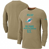 Men's Miami Dolphins Nike Tan 2019 Salute to Service Sideline Performance Long Sleeve Shirt,baseball caps,new era cap wholesale,wholesale hats